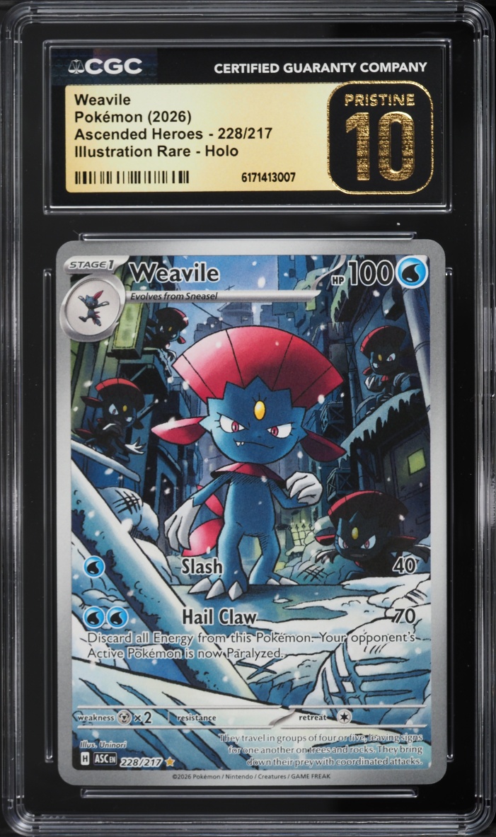2026 Pokemon Mega Evolution Ascended Heroes IR Weavile #228 CGC 10 PRISTINE