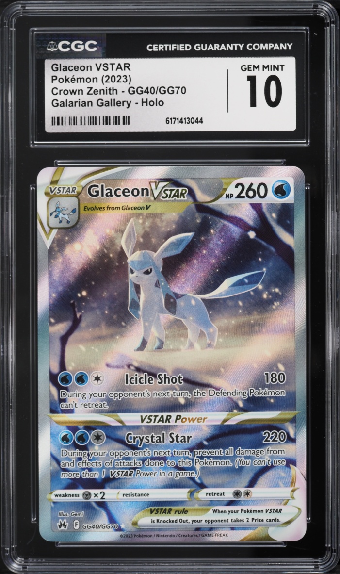 2023 Pokemon Sword & Shield Crown Zenith Full Art Glaceon VSTAR #GG40 CGC 10 GEM MINT