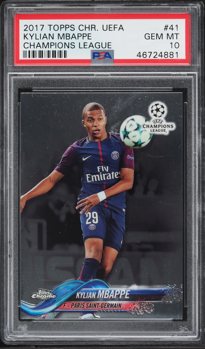 2017 Topps Chrome UEFA Kylian Mbappe ROOKIE #41 PSA 10 GEM MINT