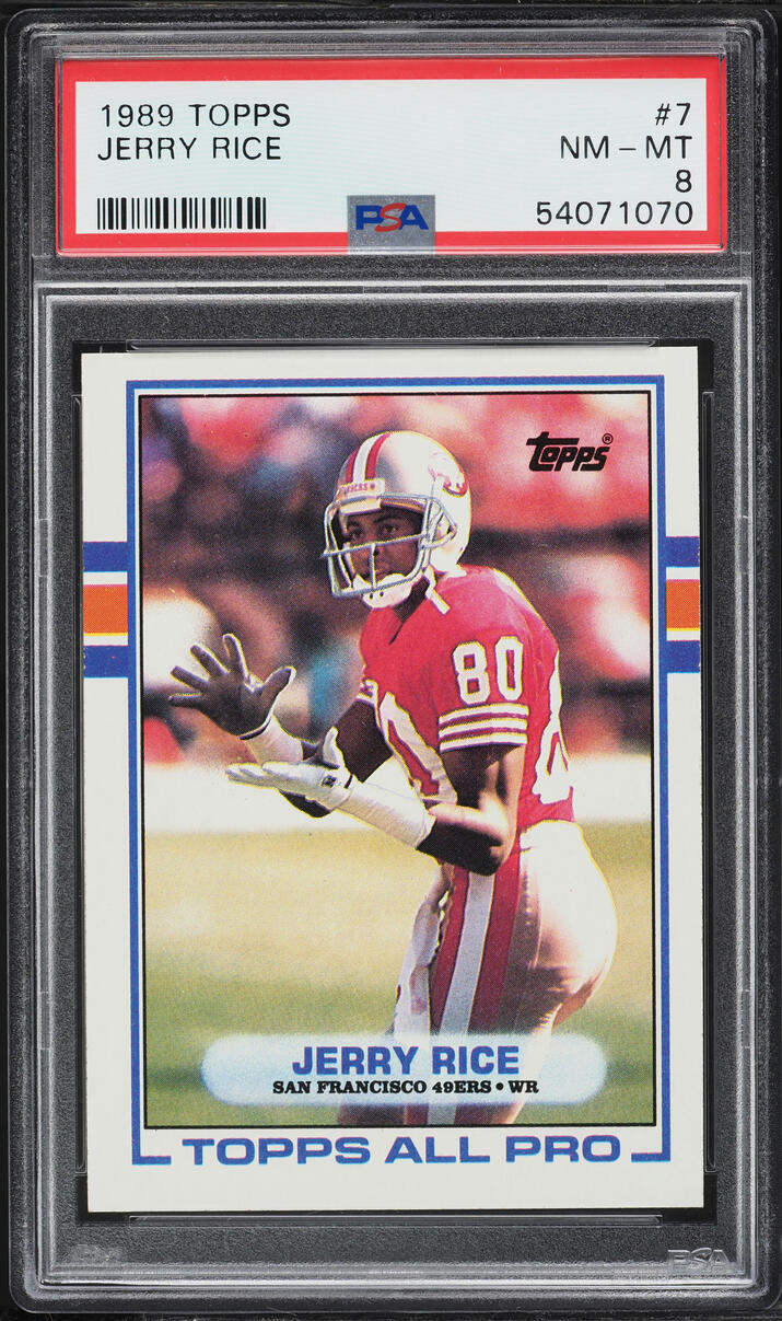 1989 Topps Football Jerry Rice ALL-PRO #7 PSA 8 NM-MT