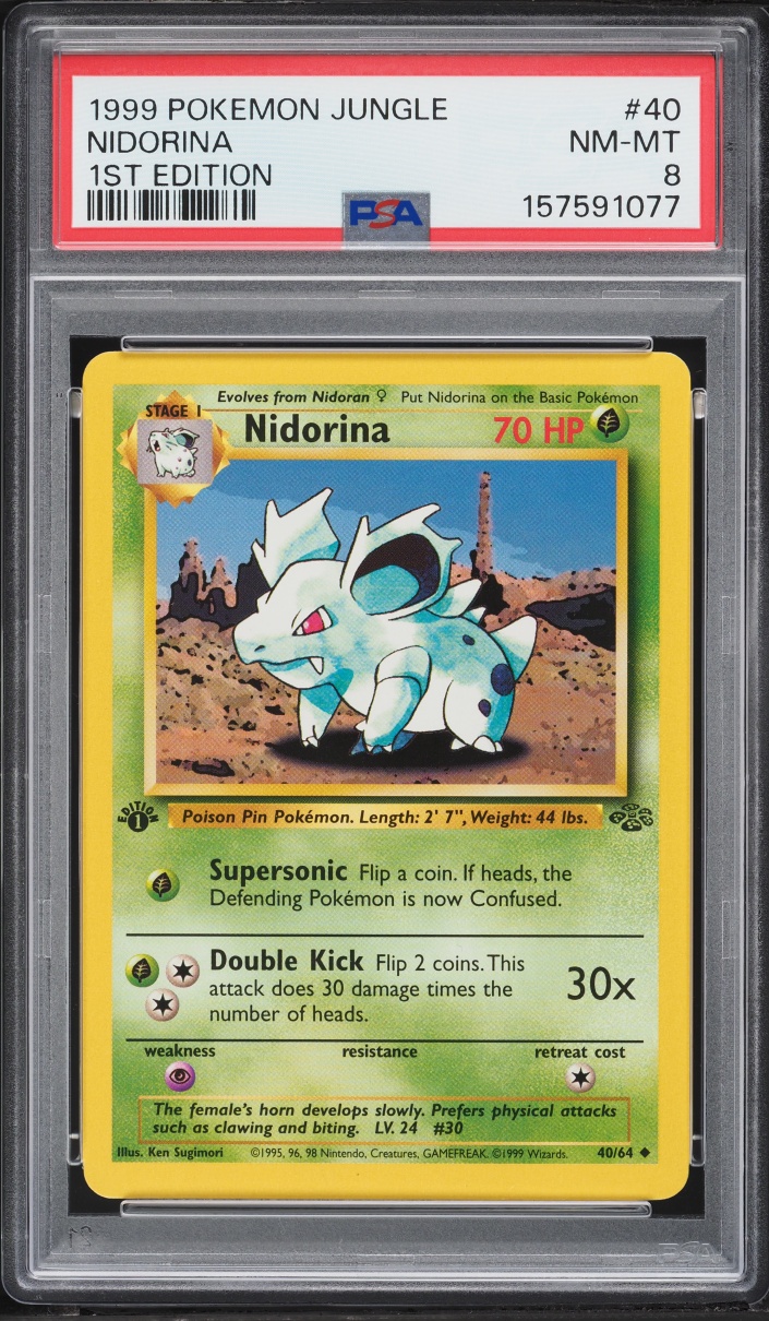 1999 Pokemon Jungle 1st Edition Nidorina #40 PSA 8 NM-MT