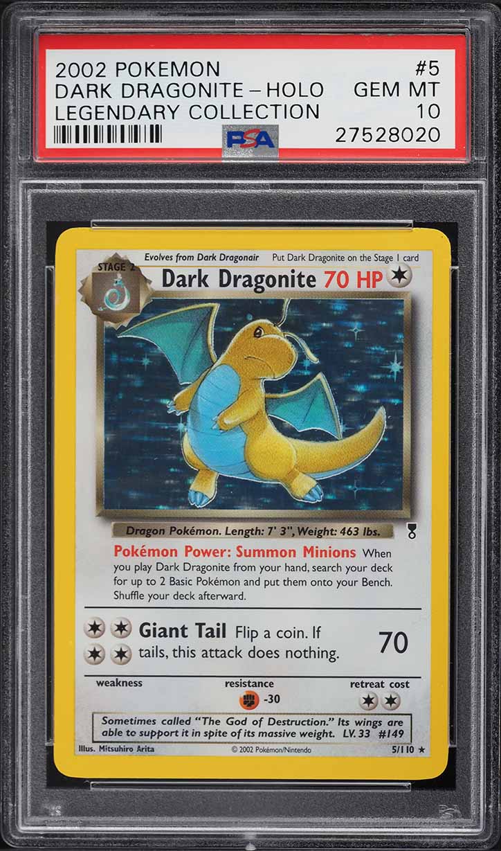 2002 Pokemon Legendary Collection Holo Dark Dragonite #5 PSA 10 GEM MINT