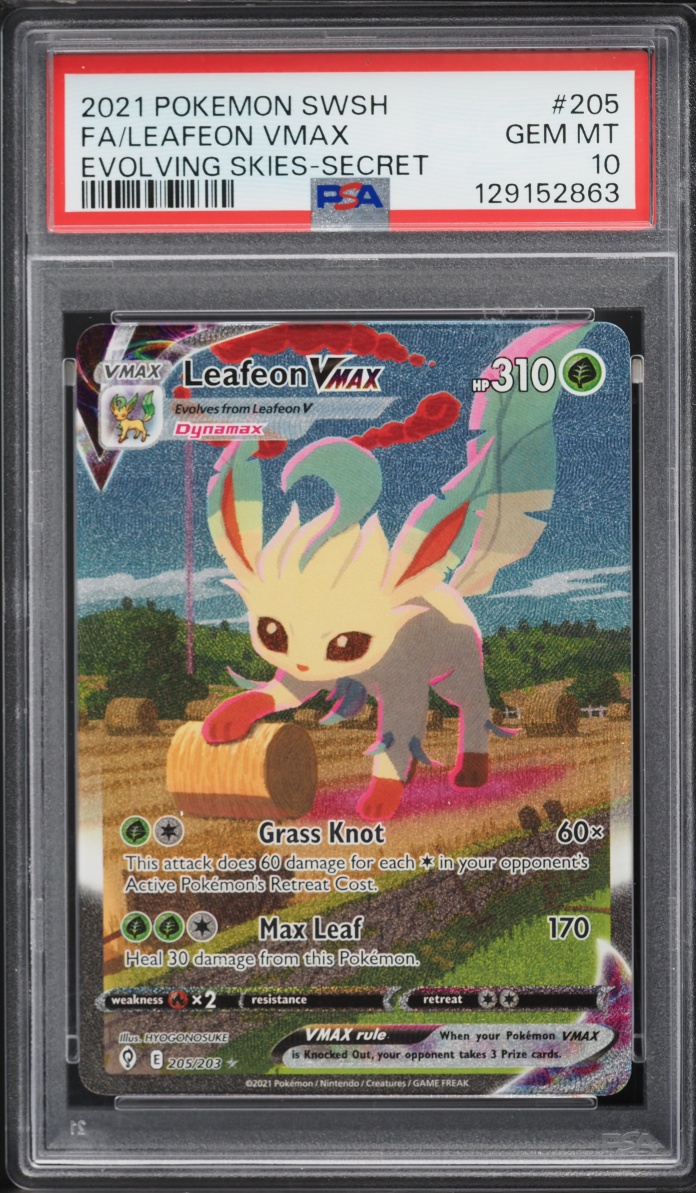 2021 Pokemon Sword & Shield Evolving Skies Full Art Leafeon VMAX #205 PSA 10 GEM MINT