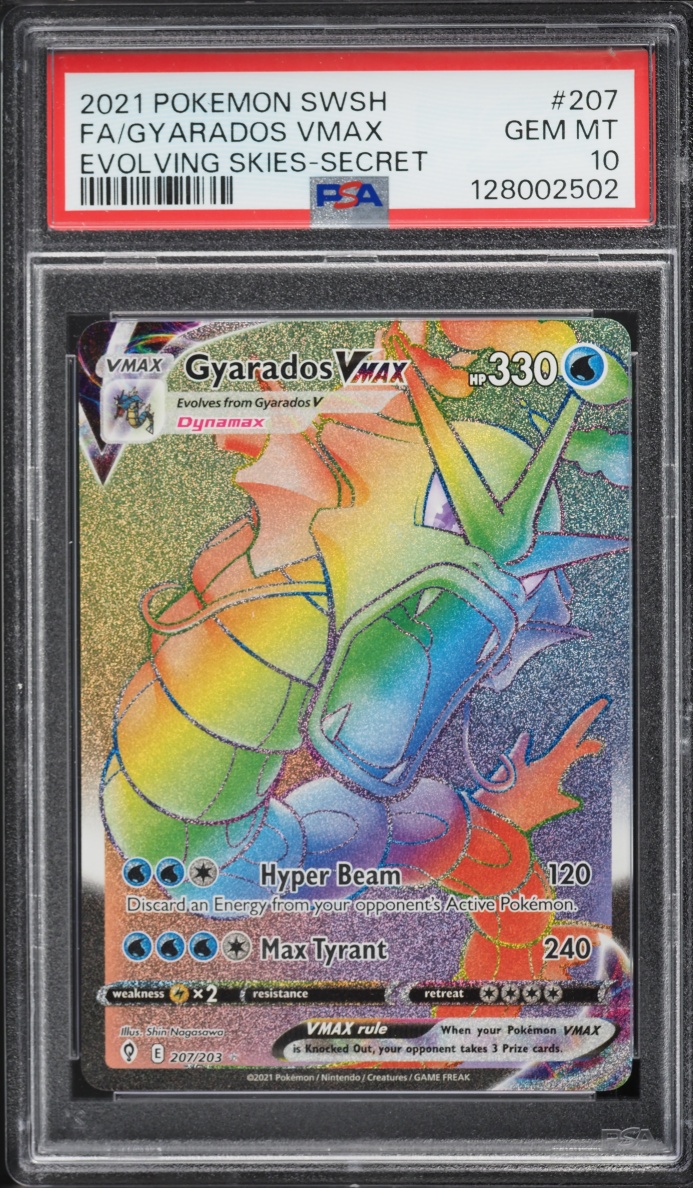2021 Pokemon Sword & Shield Evolving Skies Rainbow Rare Gyarados VMAX #207 PSA 10 GEM MINT