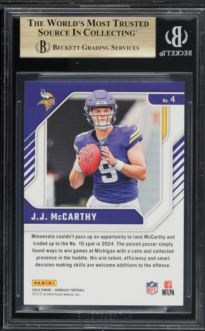 2024 Donruss The Elite Series J.J. McCarthy ROOKIE #4 BGS 9.5 GEM MINT