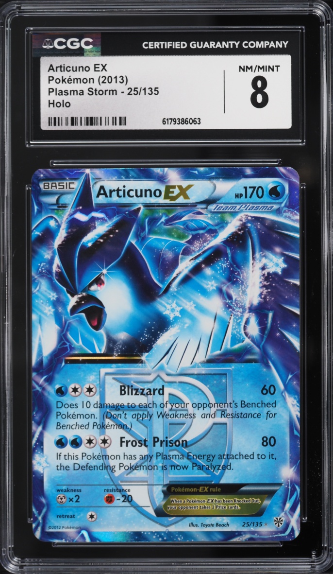 2013 Pokemon Black & White Plasma Storm Holo Articuno EX #25 CGC 8 NM-MT