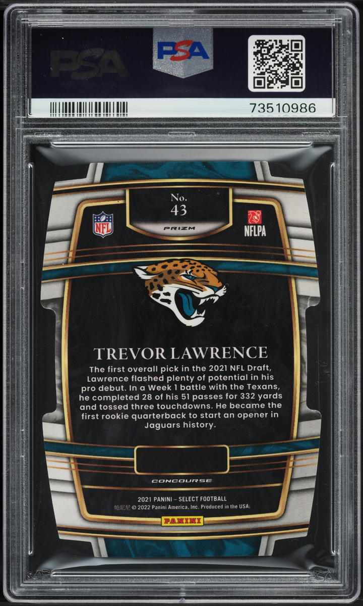 2021 Select Concourse Red Blue Prizm Die-Cut Trevor Lawrence ROOKIE #43 PSA 10