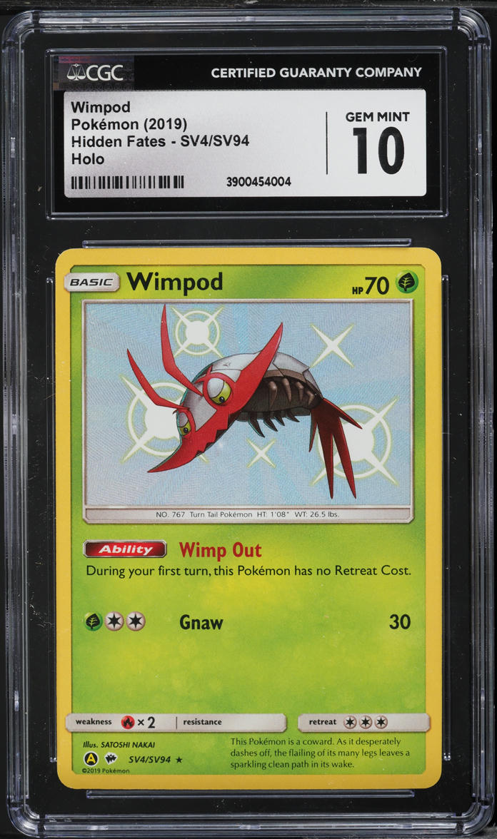 2019 Pokemon Sun & Moon Hidden Fates Shiny Wimpod #SV4 CGC 10 GEM MINT