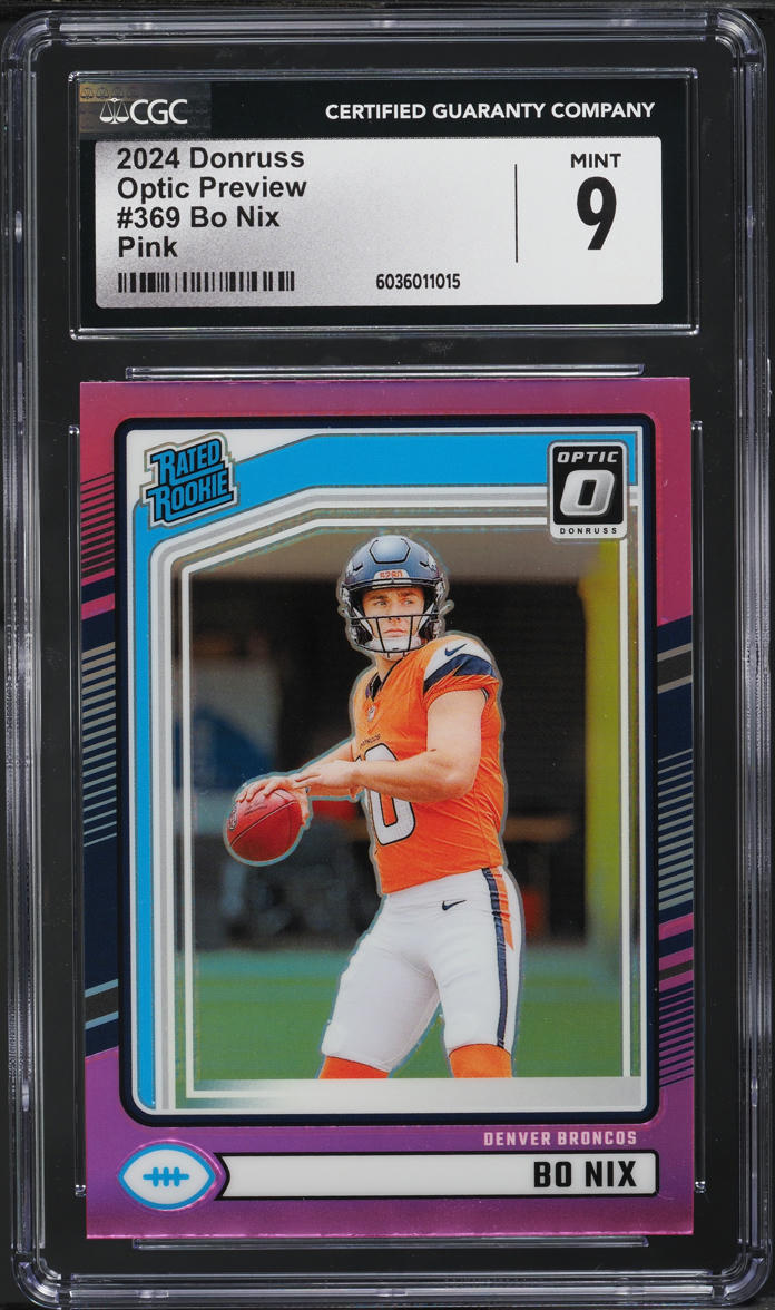 2024 Donruss Optic Preview Pink Bo Nix ROOKIE #369 CGC 9 MINT