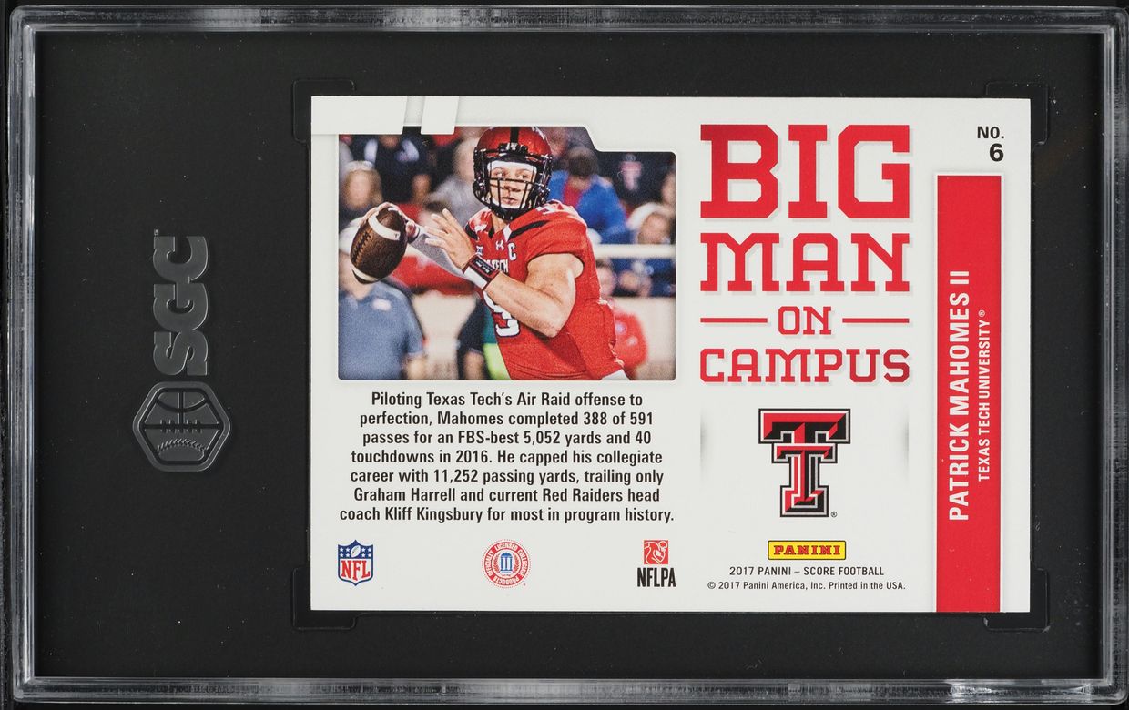 2017 Score Big Man On Campus Patrick Mahomes II ROOKIE #6 SGC 9.5 MINT+