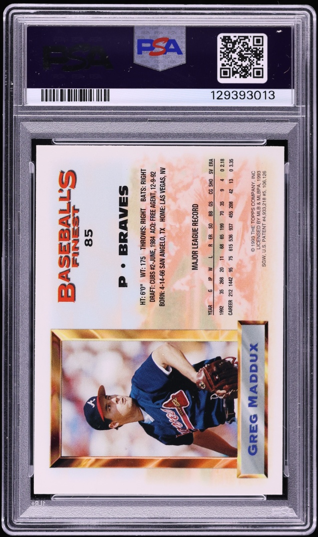 1993 Finest Greg Maddux #85 PSA 8 NM-MT