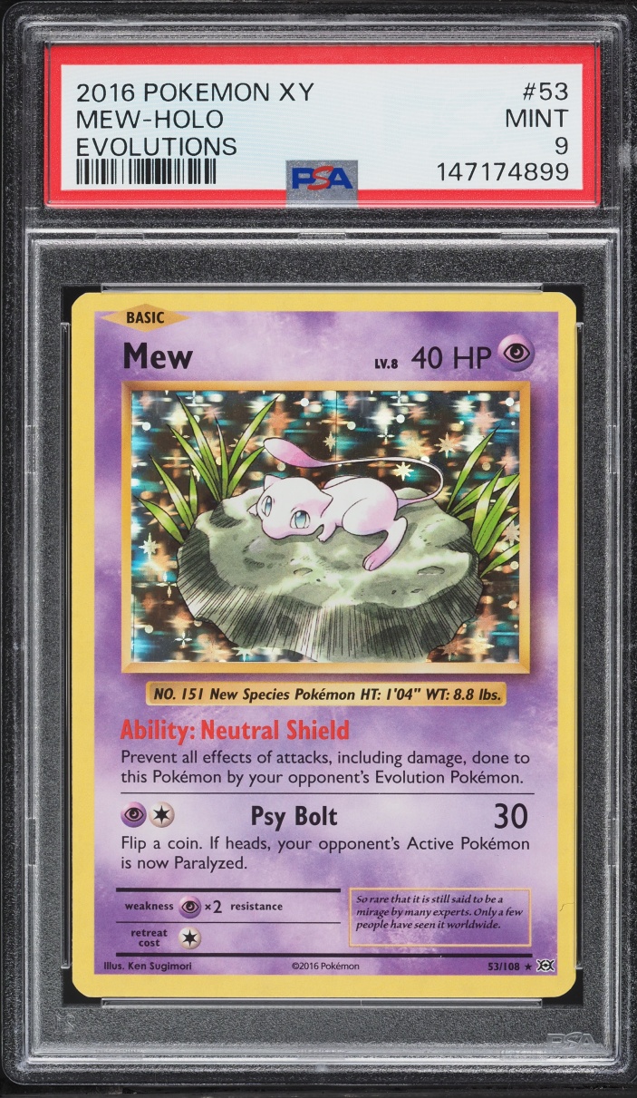 2016 Pokemon XY Evolutions Holo Mew #53 PSA 9 MINT