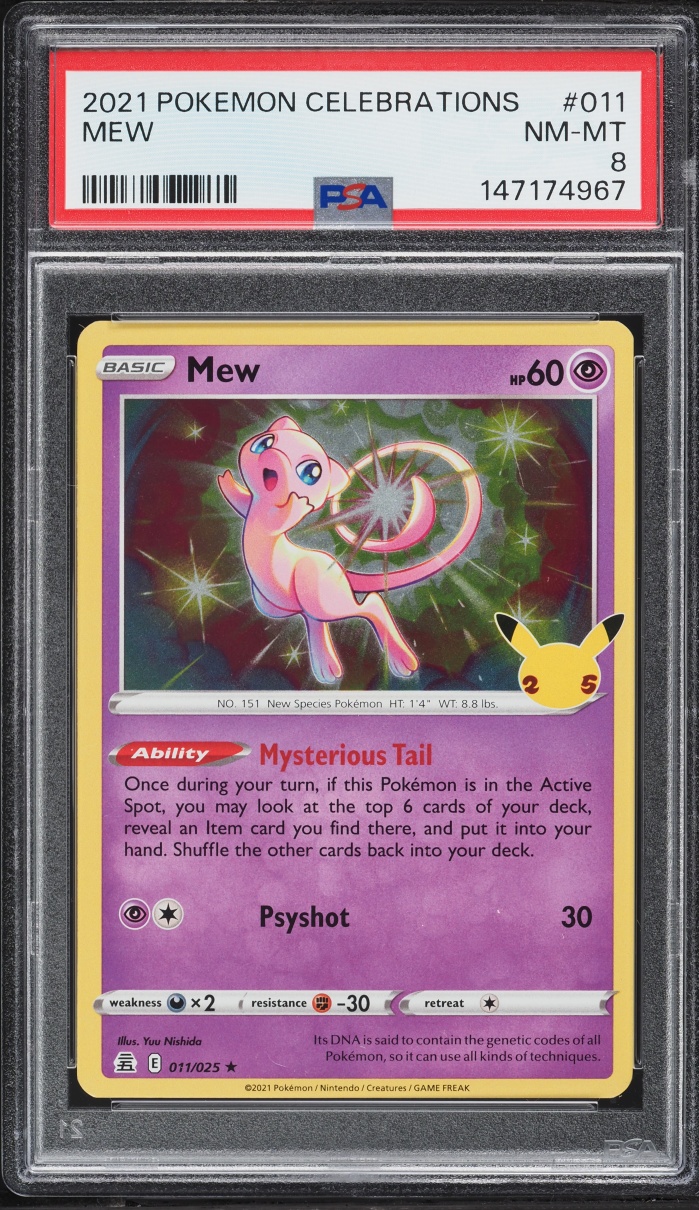 2021 Pokemon Sword & Shield Celebrations Holo Mew #11 PSA 8 NM-MT