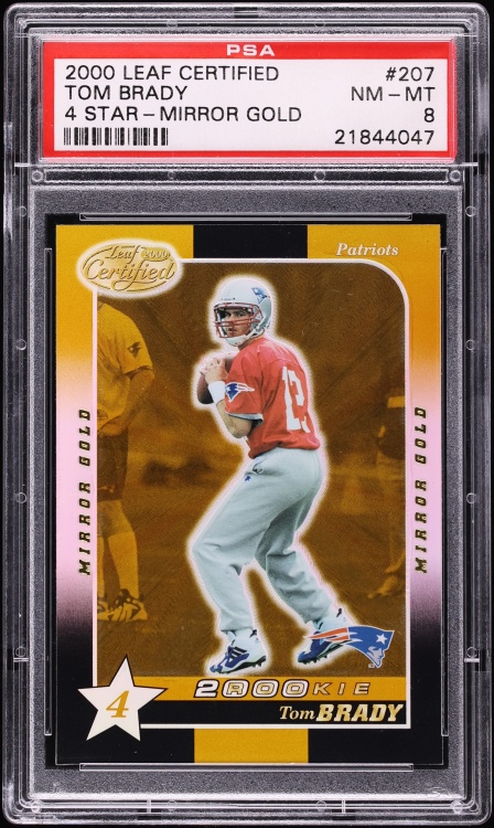 2000 Leaf Certified 4 Star Mirror Gold Tom Brady ROOKIE /35 #207 PSA 8 NM-MT