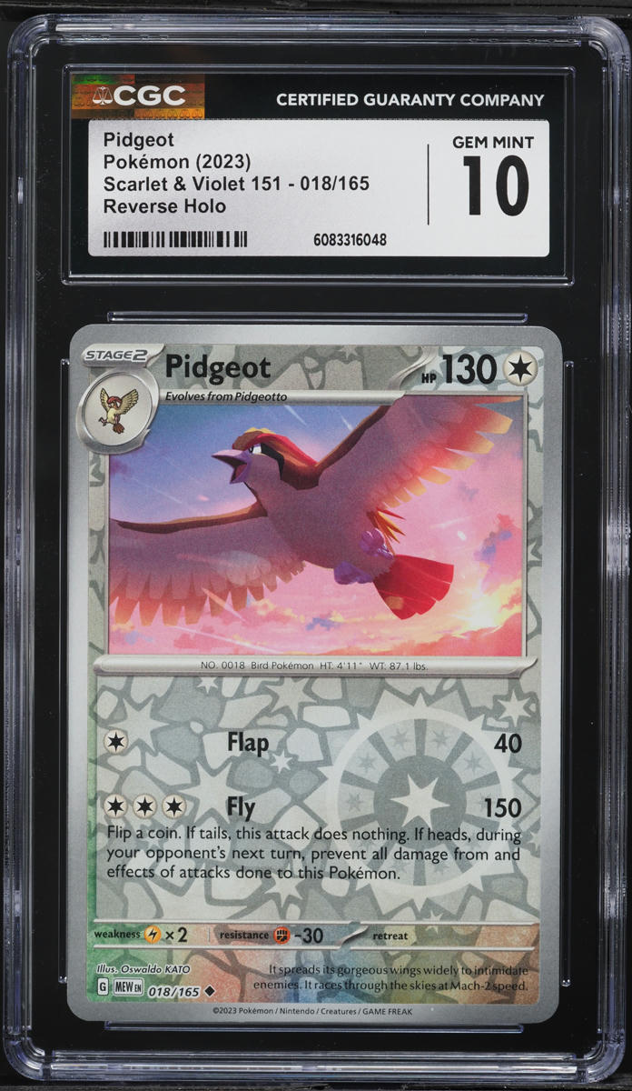 2023 Pokemon Scarlet & Violet 151 Reverse Holo Pidgeot #18 CGC 10 GEM MINT