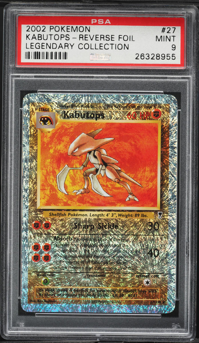 2002 Pokemon Legendary Collection Reverse Holo Kabutops #27 PSA 9 MINT