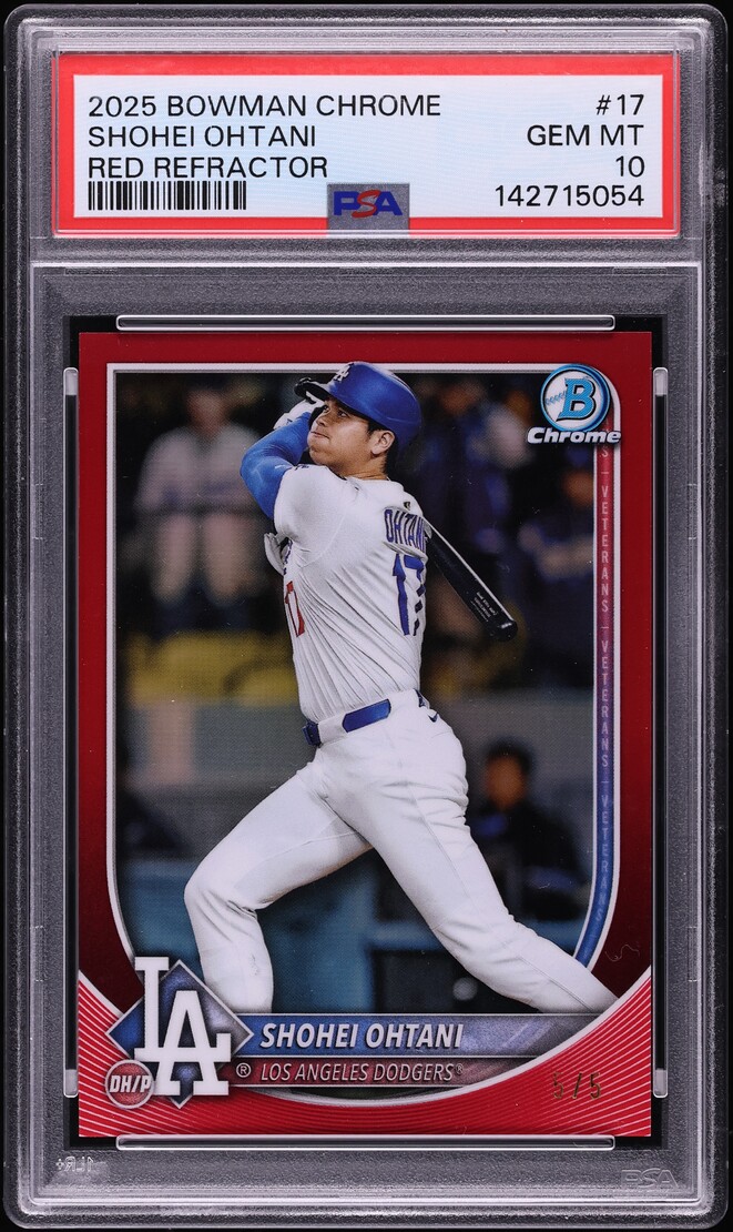 2025 Bowman Chrome Red Refractor Shohei Ohtani 5/5 #17 PSA 10 GEM MINT