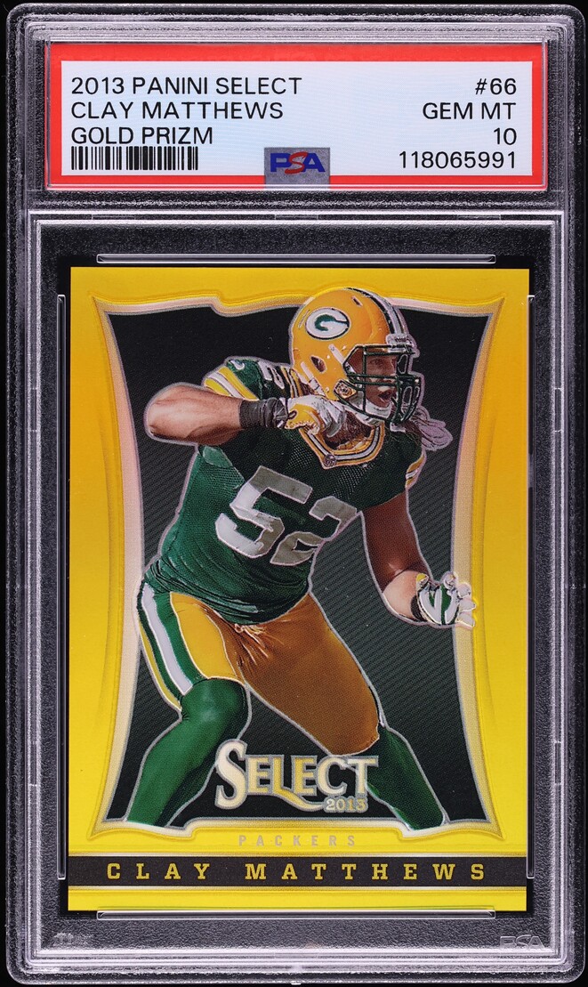 2013 Select Gold Prizm Clay Matthews /10 #66 PSA 10 GEM MINT - Photo 1