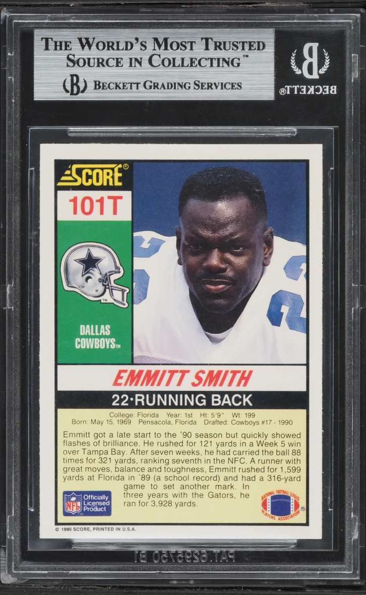1990 Score Supplemental Emmitt Smith ROOKIE #101T BGS 9 MINT