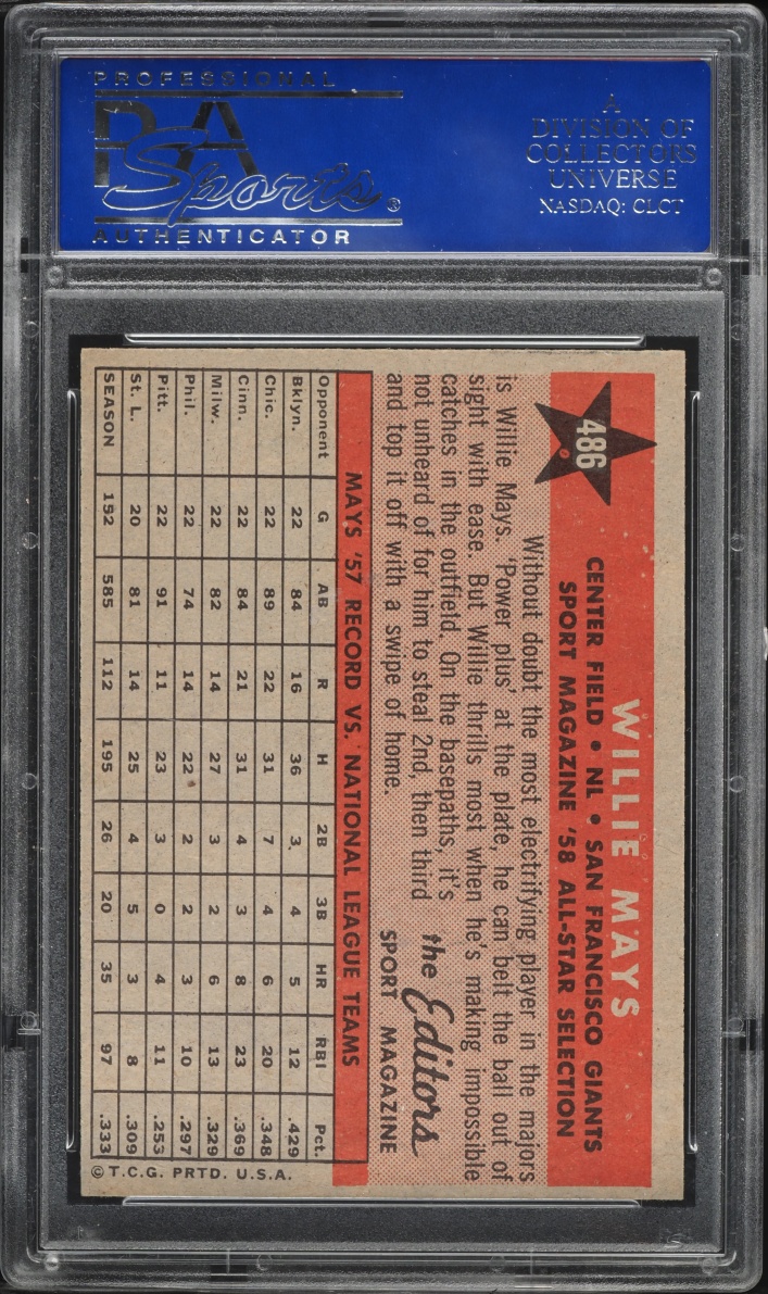 1958 Topps Willie Mays ALL STAR #486 PSA 8 NM-MT