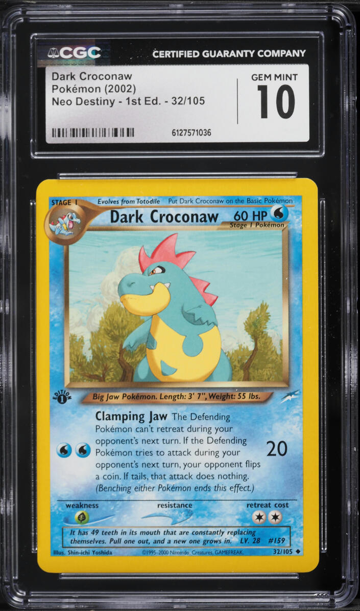 2002 Pokemon Neo Destiny 1st Edition Dark Croconaw #32 CGC 10 GEM MINT