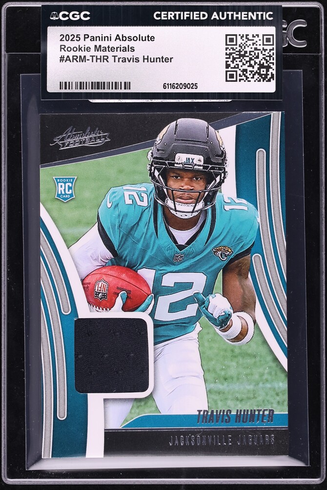 2025 Absolute Football Travis Hunter ROOKIE PATCH #ARM-THR CGC AUTH