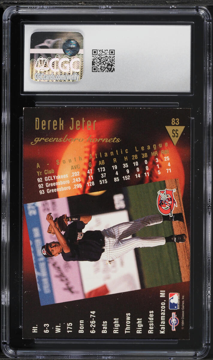 1994 Classic Best Gold Derek Jeter ROOKIE #83 CGC 8 NM-MT