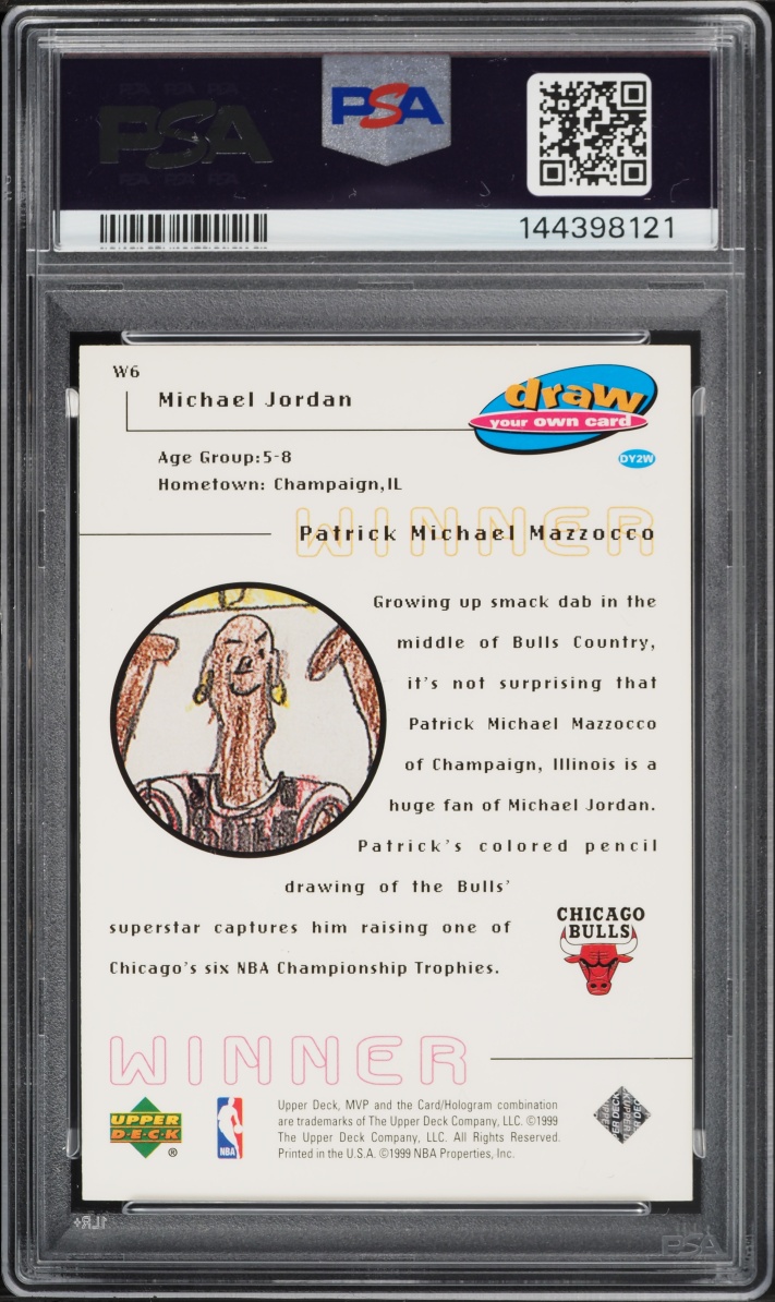 1999 Upper Deck MVP Draw Your Own Card Michael Jordan #W6 PSA 10 GEM MINT