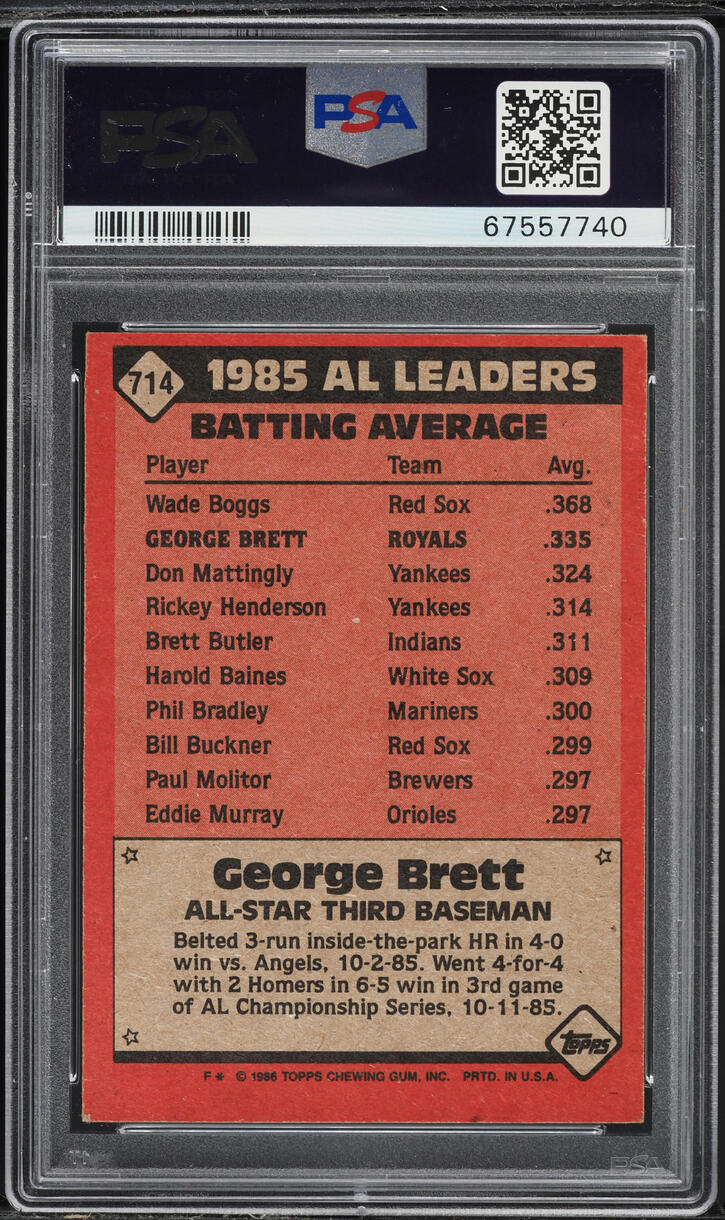 1986 Topps George Brett ALL-STAR #714 PSA 3 VG