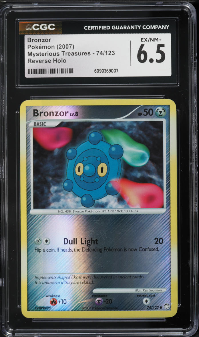2007 Pokemon Diamond & Pearl Mysterious Treasures Reverse Holo Bronzor #74 CGC 6.5 EXMT+