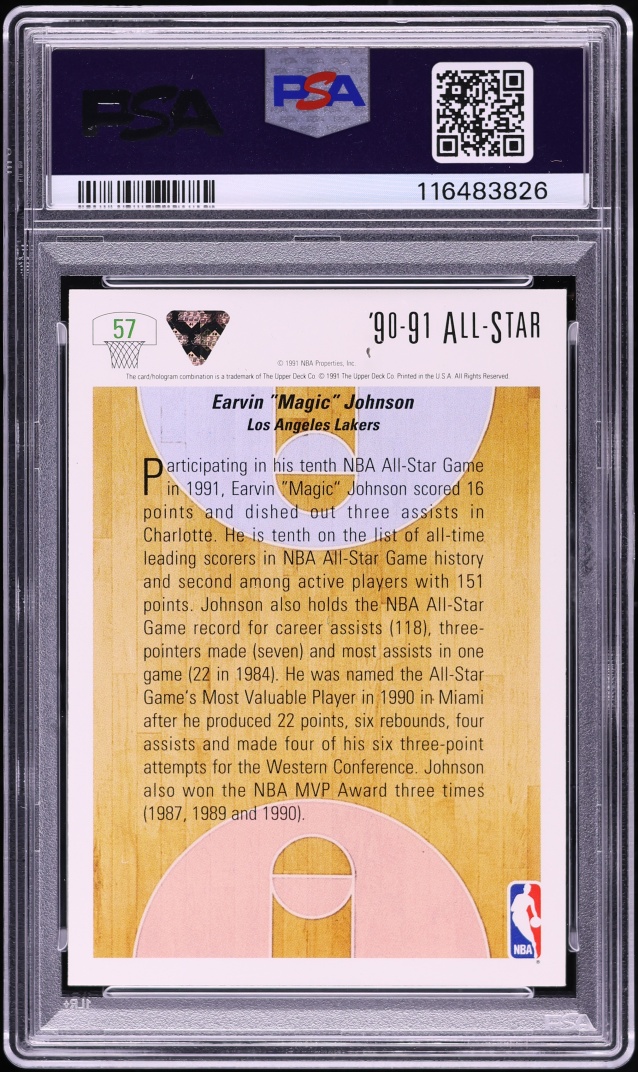1991 Upper Deck Basketball Magic Johnson #57 PSA 9 MINT