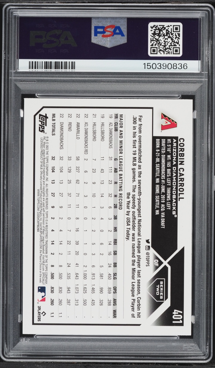 2023 Topps Corbin Carroll ROOKIE #401 PSA 9 MINT