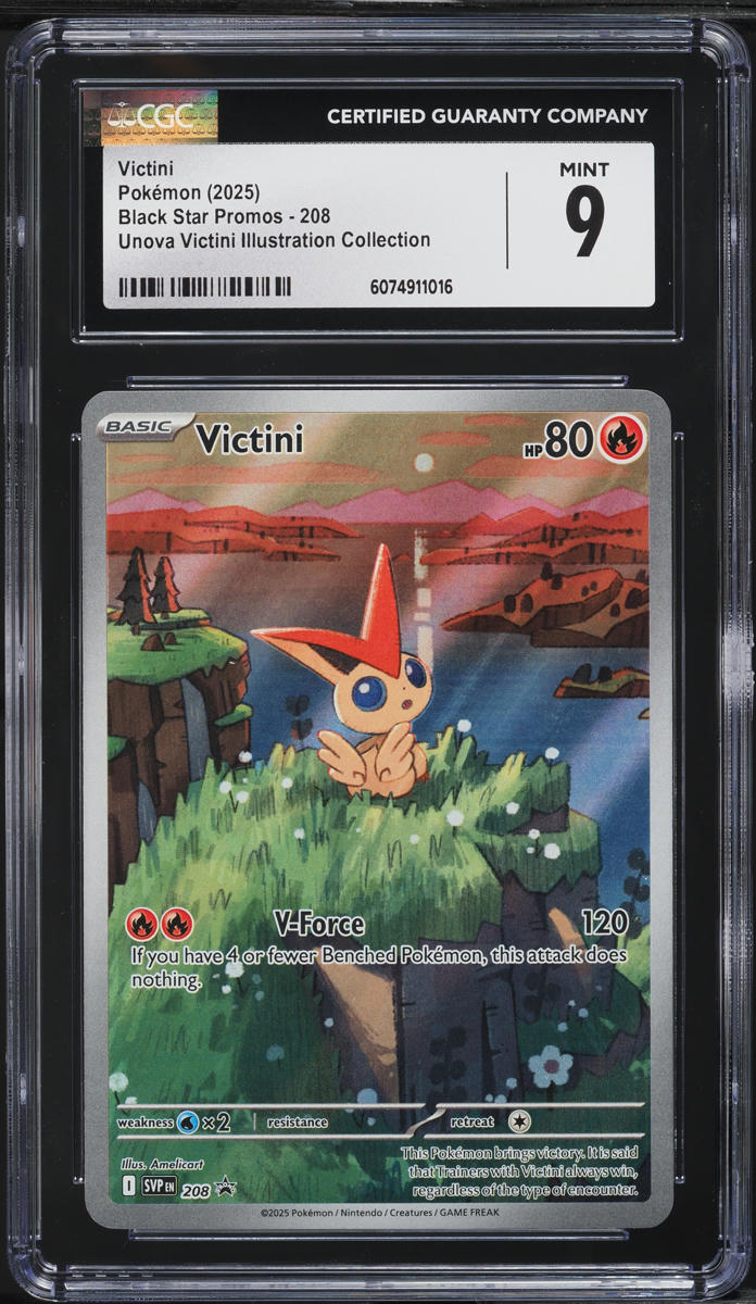 2025 Pokemon SV Black Star Promo Illustration Collection Victini #208 CGC 9 MINT