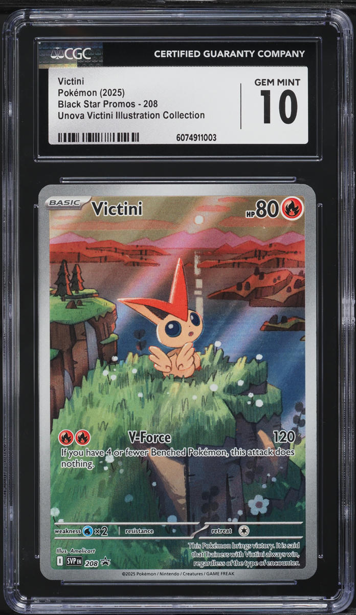 2025 Pokemon SV Black Star Promo Unova Illustration Victini #208 CGC 10 GEM MINT