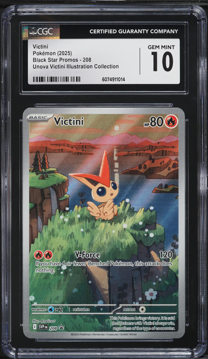 2025 Pokemon SV Black Star Promo Illustration Collection Victini #208 CGC 10 GEM