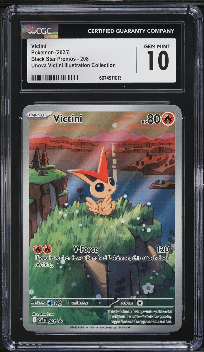 2025 Pokemon SV Black Star Promo Illustration Collection Victini #208 CGC 10 GEM
