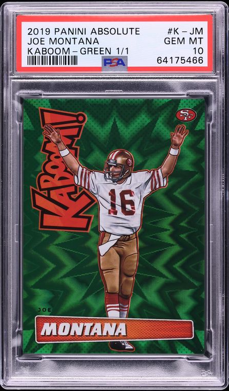 2019 Absolute Kaboom! Green Joe Montana 1/1 #K-JM PSA 10 GEM MINT