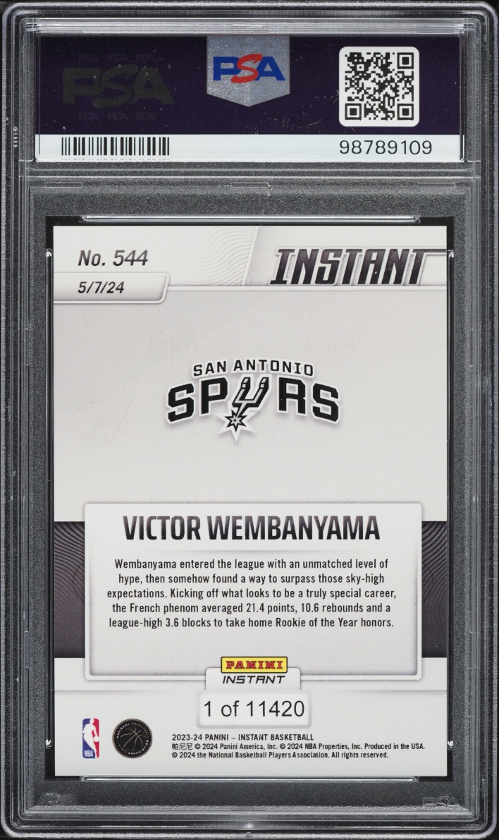 2023 Panini Instant Victor Wembanyama ROOKIE /11420 #544 PSA 9 MINT