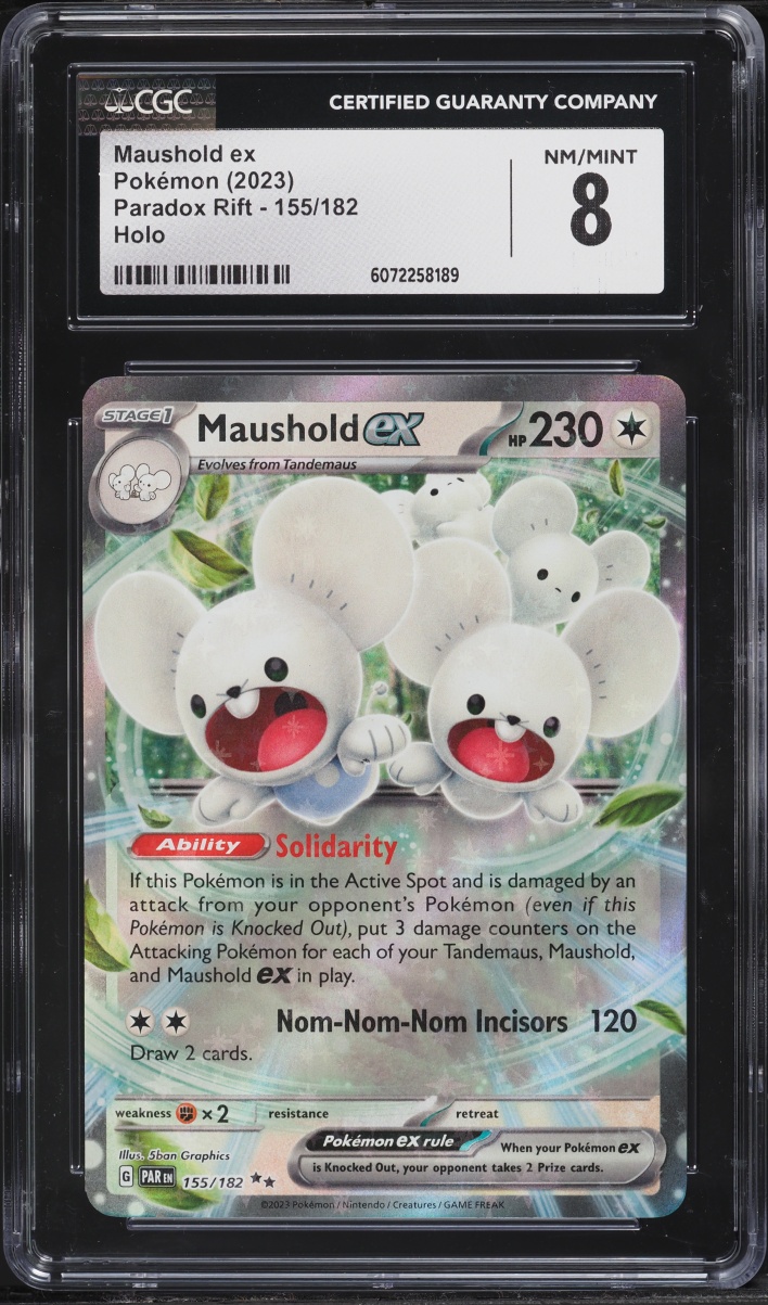 2023 Pokemon Scarlet & Violet Paradox Rift Holo Maushold ex #155 CGC 8 NM-MT