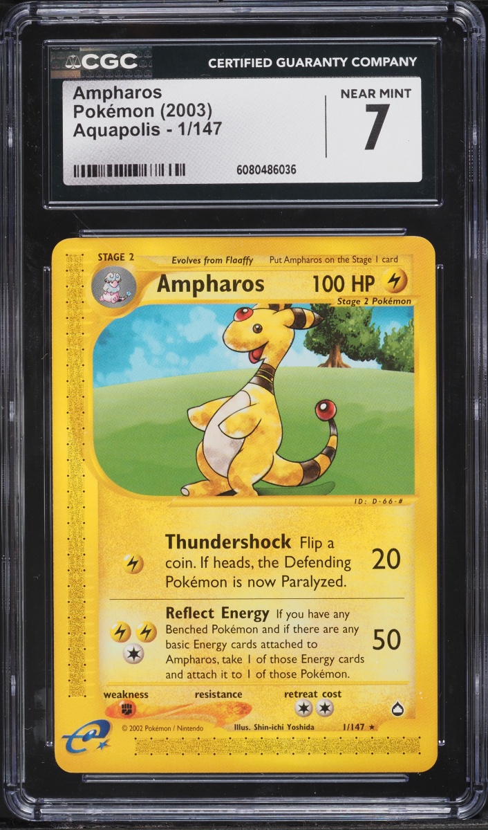 2003 Pokemon Aquapolis Ampharos #1 CGC 7 NRMT