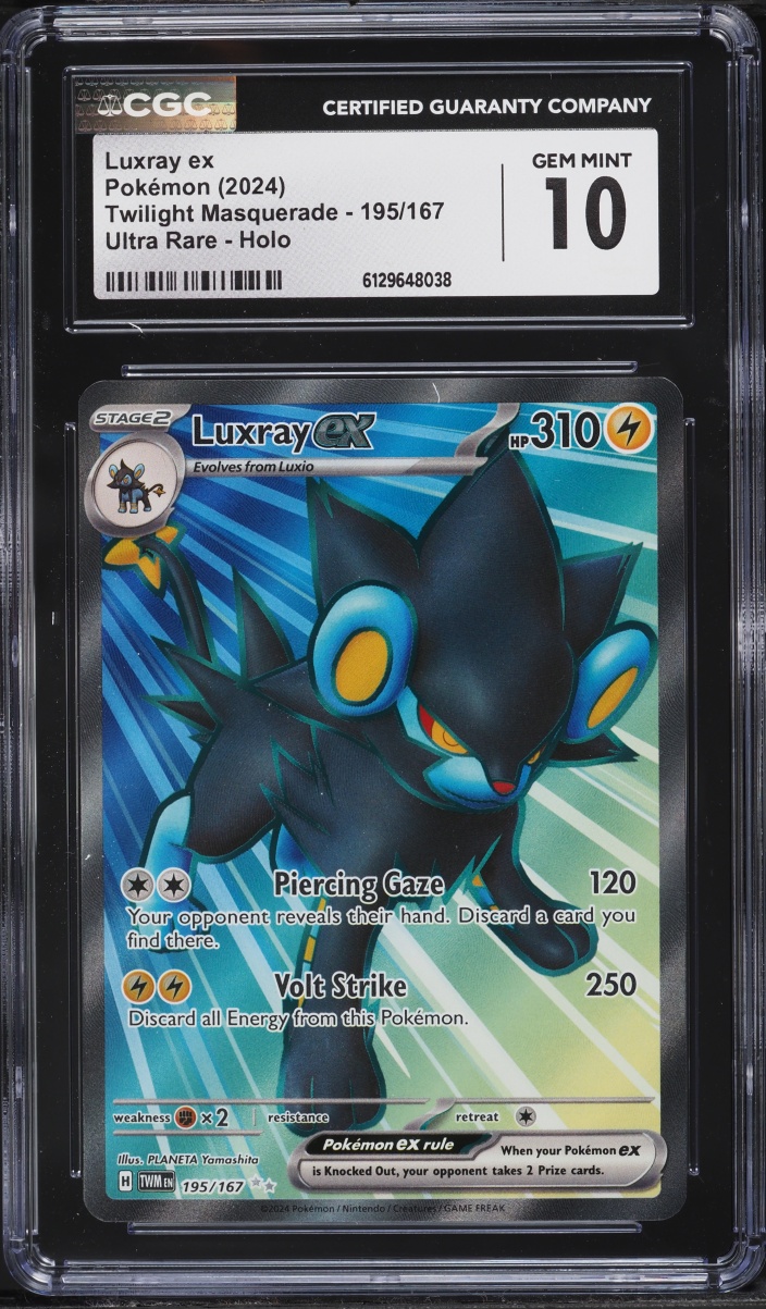 2024 Pokemon Scarlet & Violet Twilight Masquerade Full Art Luxray ex #195 CGC 10 GEM MINT