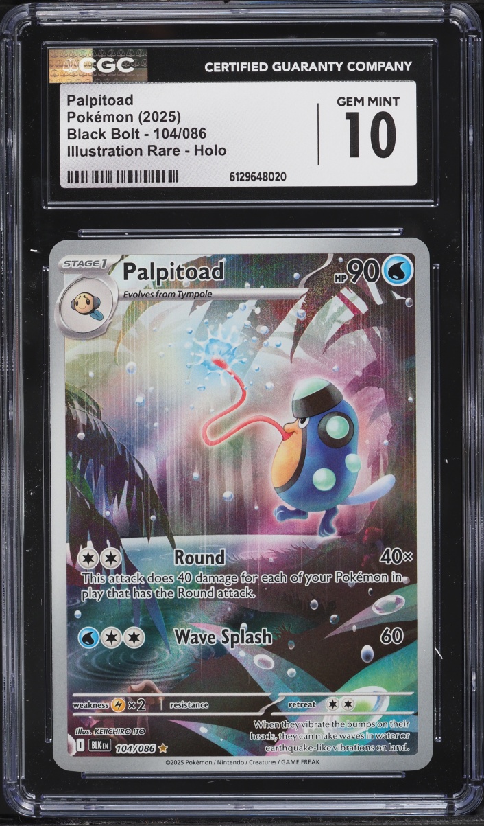 2025 Pokemon Scarlet & Violet Black Bolt IR Palpitoad #104 CGC 10 GEM MINT