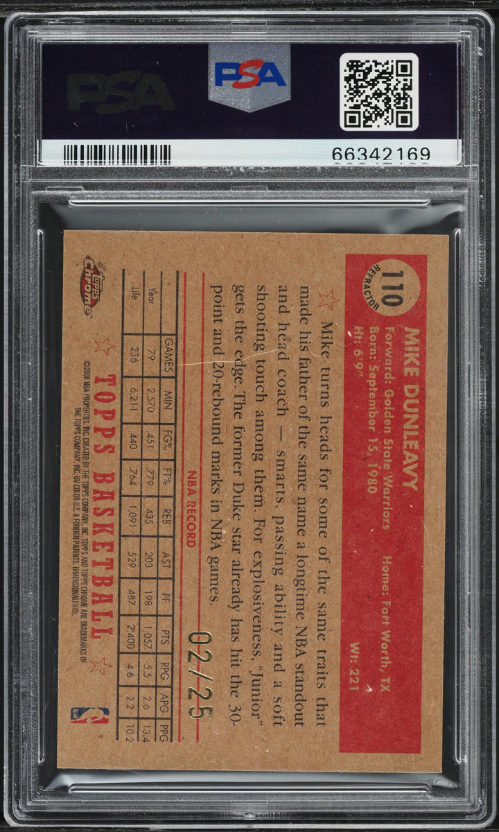 2005 Topps '52 Style Chrome Gold Refractor Mike Dunleavy /25 #110 PSA 9 MINT
