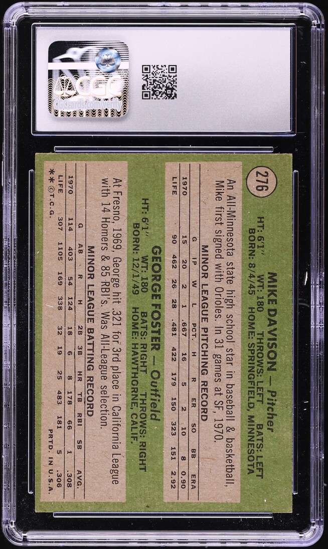 1971 Topps George Foster ROOKIE #276  CGC 6 EXMT