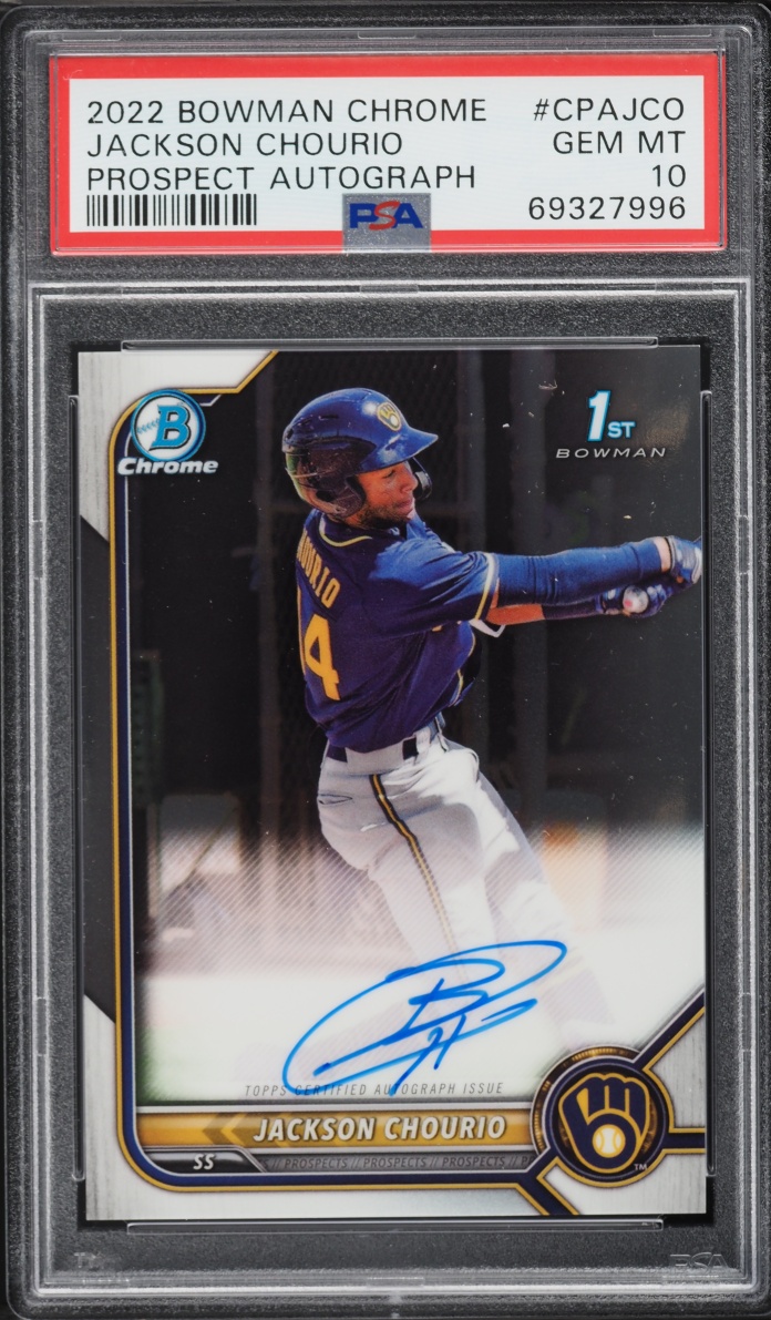 2022 Bowman Chrome Jackson Chourio PROSPECT AUTO #CPA-JCO PSA 10 GEM MINT