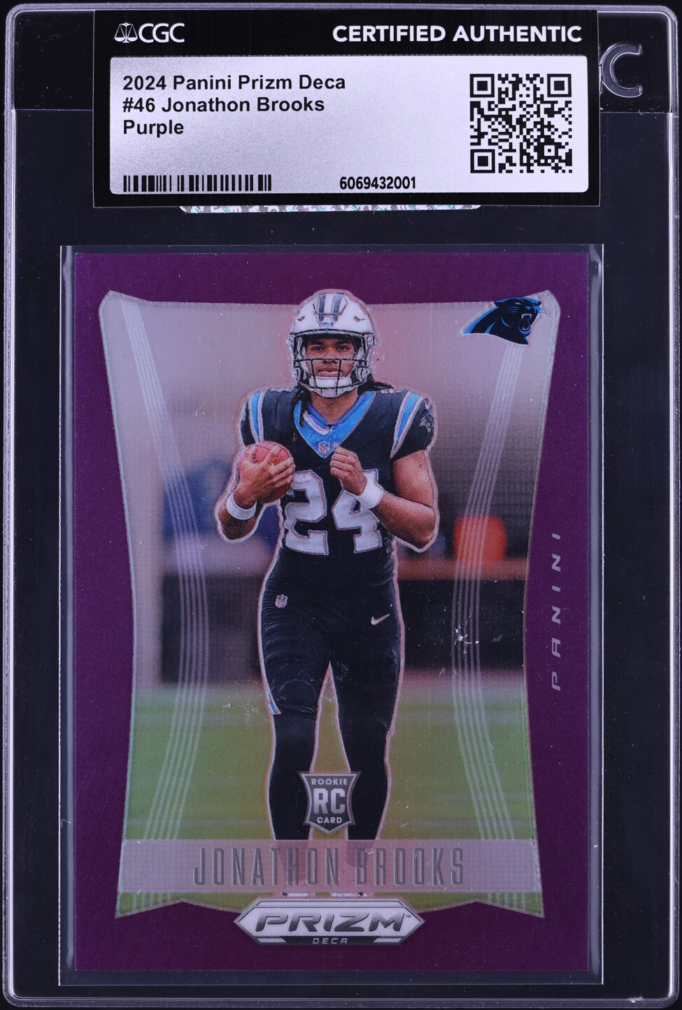 2024 Panini Prizm Deca Purple Jonathon Brooks ROOKIE /99 #46 CGC AUTH ...
