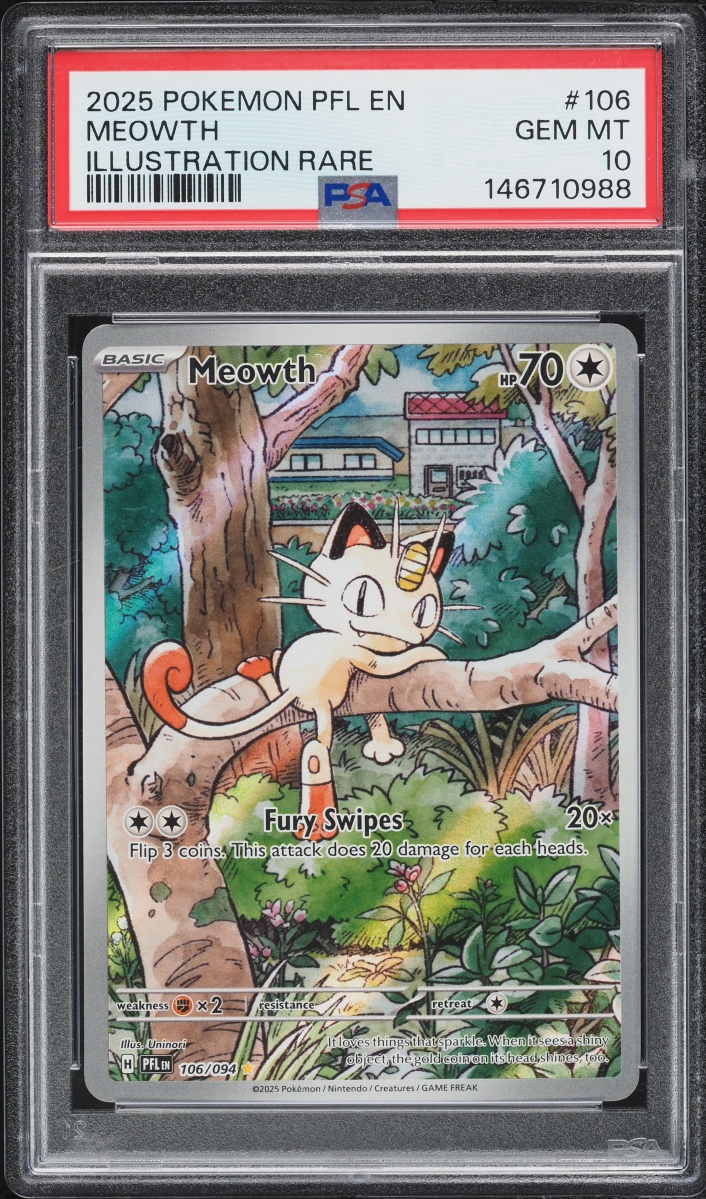 2025 Pokemon Mega Evolution Phantasmal Flames IR Meowth #106 PSA 10 GEM MINT