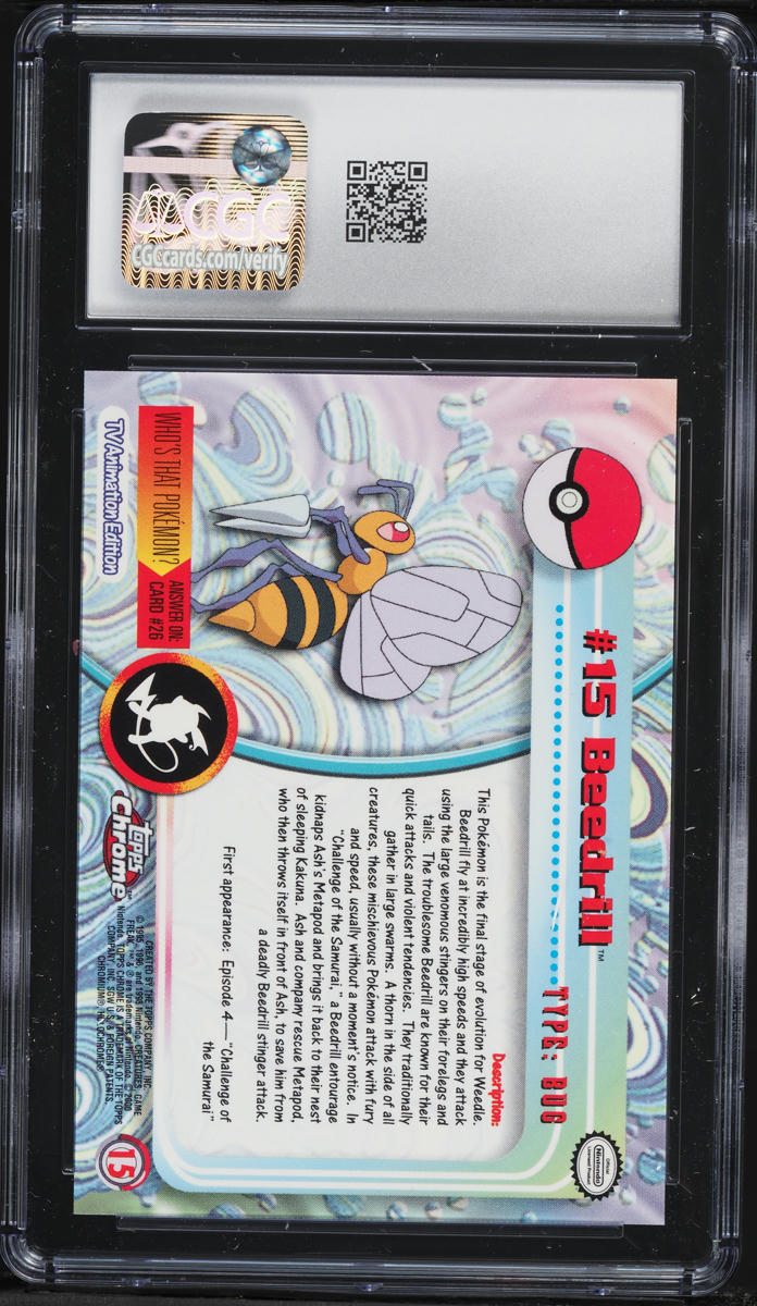 2000 Topps Chrome Pokemon Series 1 Spectra Error Beedrill #15 CGC 9 MINT