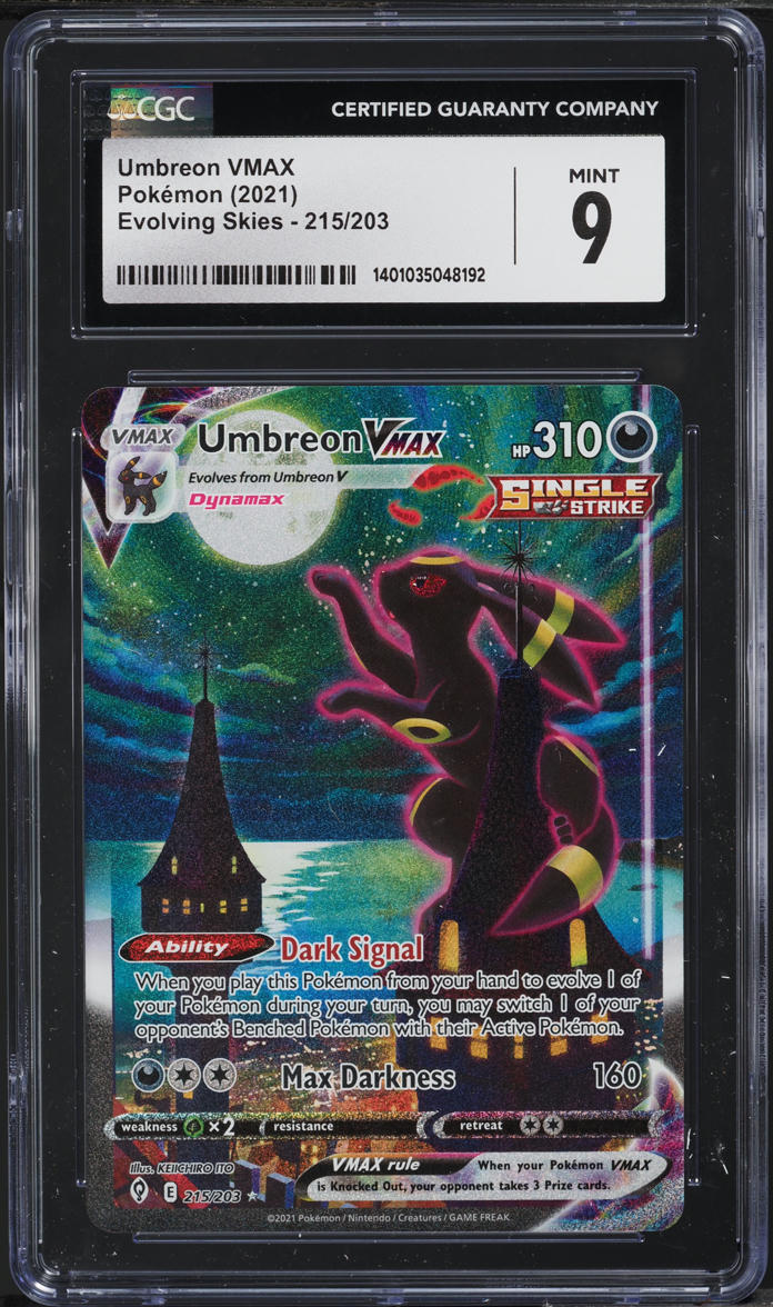 2021 Pokemon Sword & Shield Evolving Skies Alt Art Umbreon VMAX #215 CGC 9 MINT