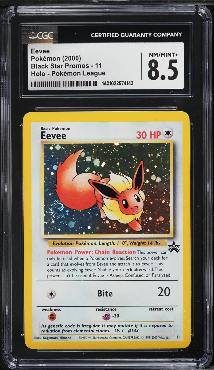 2000 Pokemon League Black Star Promo Holo Eevee #11 CGC 8.5 NM-MT+